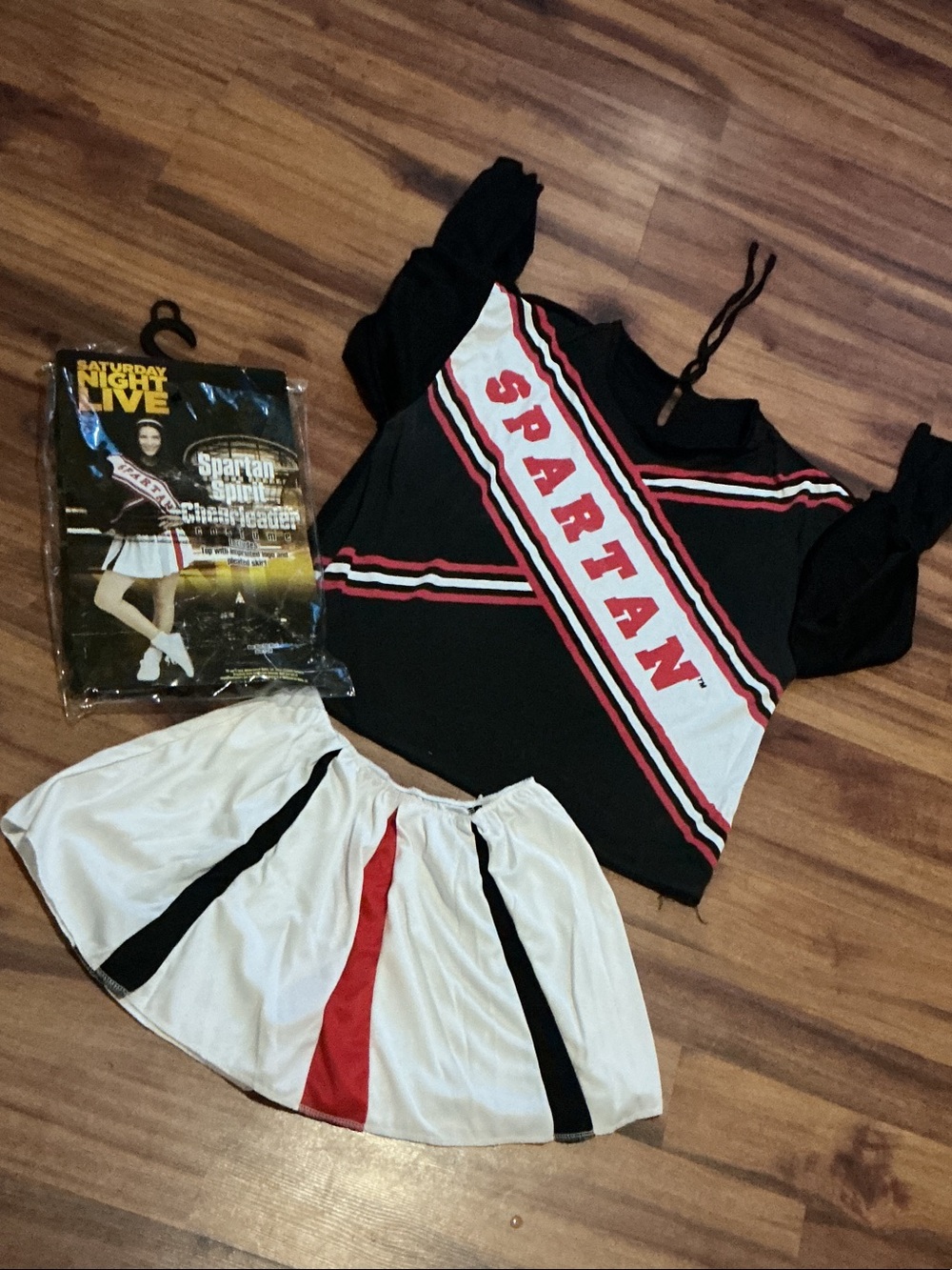 Spartan women Cheerleader Costume - Black, White & Red one size